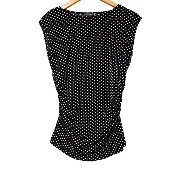 Vince Camuto Black & White Polka‎ Dot Top Size Petite Medium - Picture 1 of 6